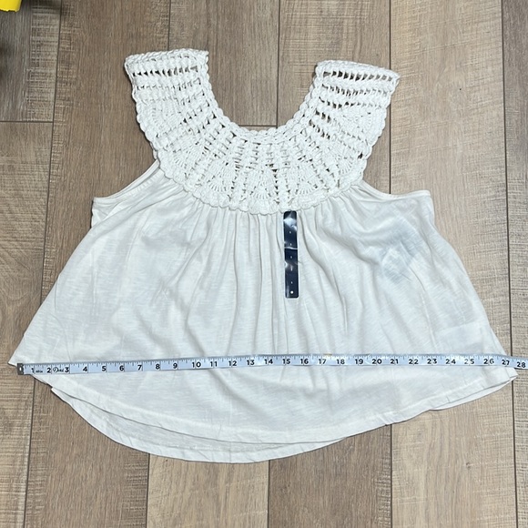 Lucky Brand Crochet Top Tank Loose Fit Boho White Sz S - Picture 11 of 12